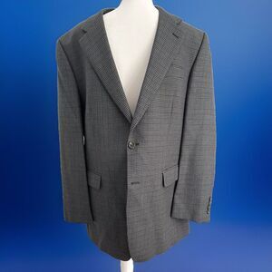 Lauren Ralph Lauren Gray Blue Herringbone Preppy  Wool Blazer Sport Coat Men 42L